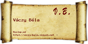 Váczy Béla névjegykártya